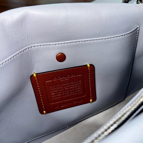 Coach Quilted Tabby Light Blue Leather Shoulder Bag - Picture 5 of 10